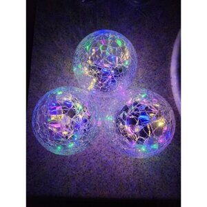 3 pack Solar Globes Lights for Outdoor Garden Décor,Crackle Glass Solar Lights